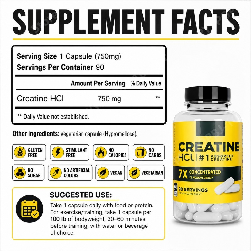 Creatina HCl 750mg 90 Capsule  - Creatine Hcl Capsule recensione e prezzo