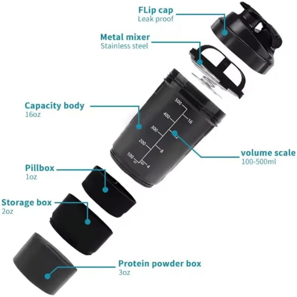 3 strati Shaker Protein Bottle - Protein Shaker Bottle recensione e prezzo
